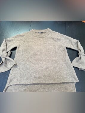 Zara Brown Bow-Sleeve Crewneck Sweater